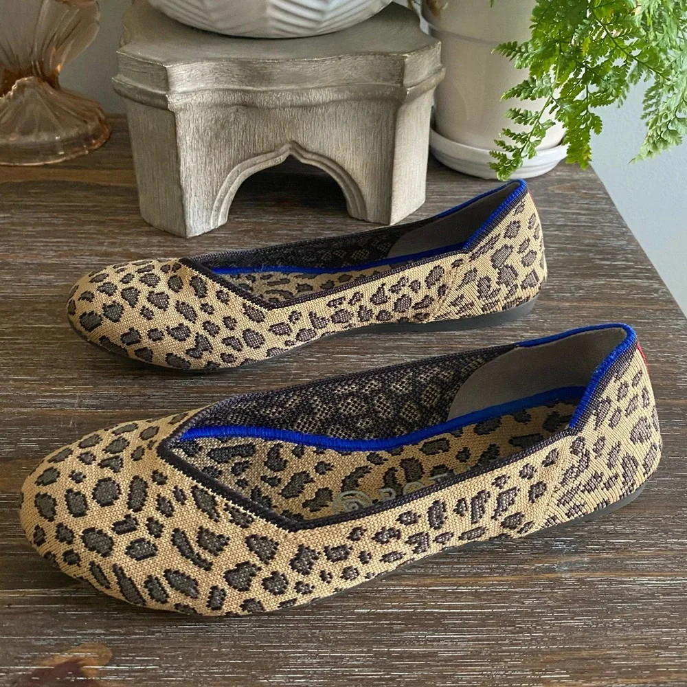 Rothy’s‎ The Flat Round Toe Ballet Flats Leopard Cheetah Print Shoes Womens 7